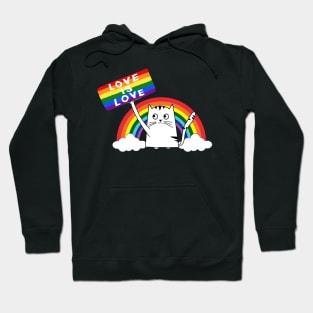 LGBT Cat Love Is Love Purride Gay Pride Cat Hoodie